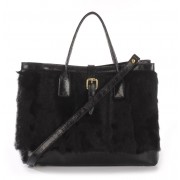 kid Lamb  Fur Tote Bag with Leather